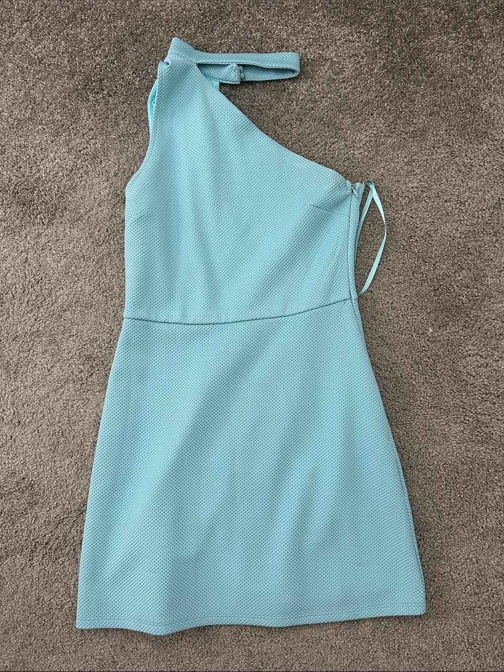 She + Sky Aqua One-Shoulder Dress with Side Tie